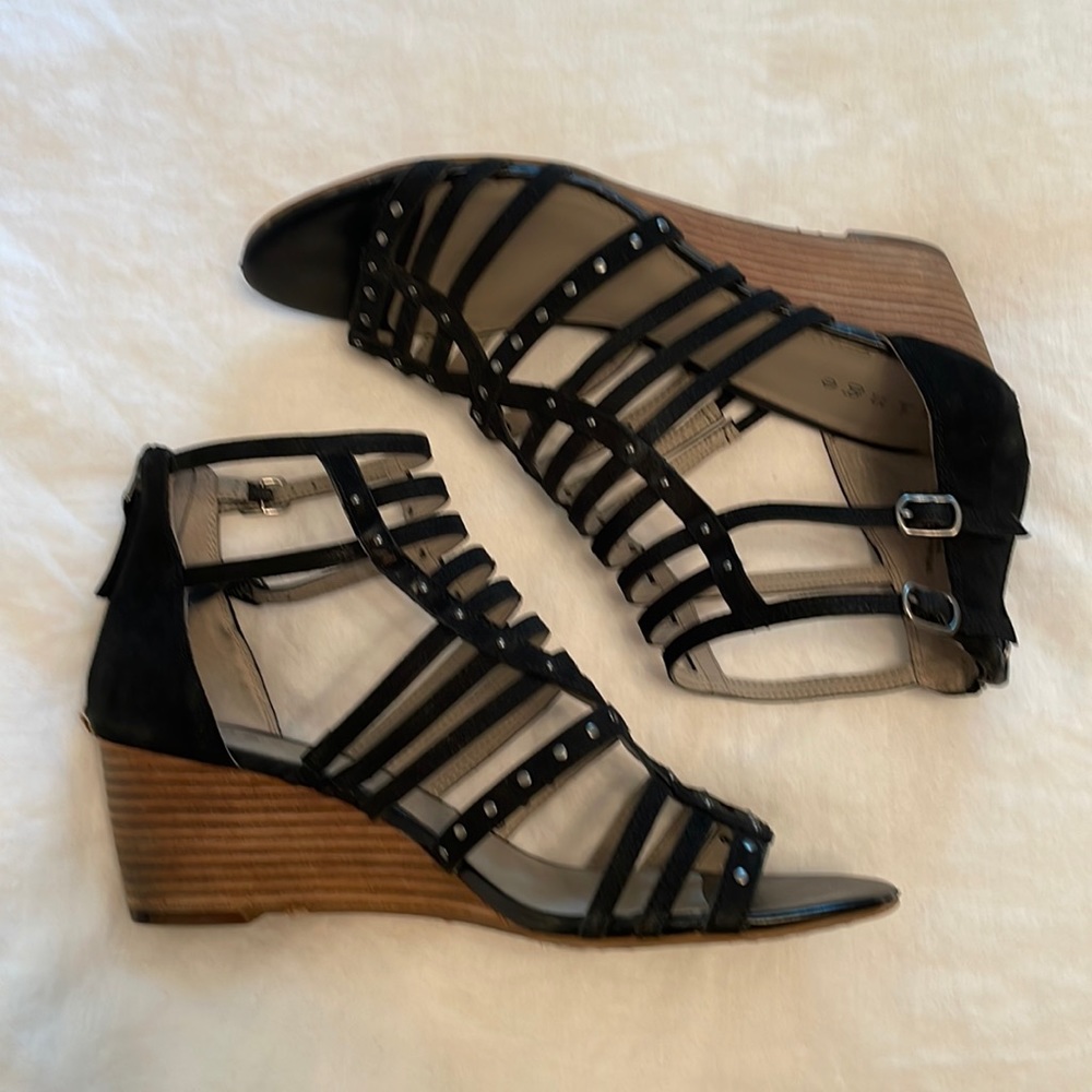 Black wedge sandals